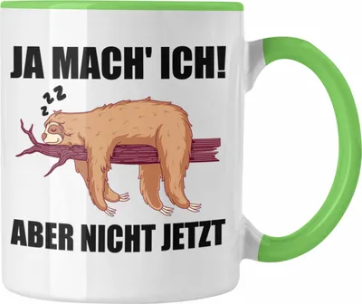 Produktbild von Trendation - Lustige Tasse Faultier Spruch Geschenk für Mitarbeiter Arbeitskollege Abschiedsgeschenk (Grün)