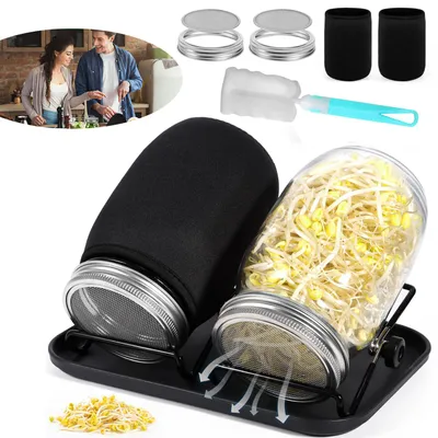 Produktbild von Sprossen Keimglas 2er Set, Sprossenglas Keimglas, 1000ml Sprouting Jar zum Sprossen