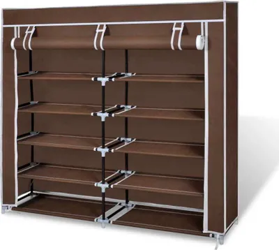 Produktbild von Stoff Schuhschrank mit Abdeckung 115 x 28 x 110 cm Braun