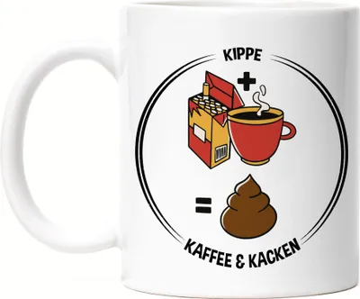 Produktbild von Kippe, Kaffee & Kacken Tasse Lustig Humor Morgendliche Routine Raucher Shit-Emoji Geschenkidee
