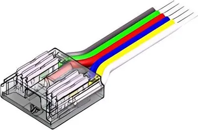 Produktbild von LED Anschlussverbinder – 6-polig, 12 mm, mit 15 cm Kabel, lötfrei für RGBCCT COB LED Streifen