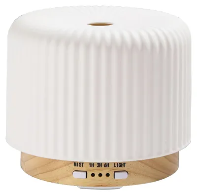 Produktbild von Ultraschall Aroma Diffuser 200ml Luftbefeuchter mit Timer und LED Licht, Keramik Bambus Design für Schlafzimmer Büro