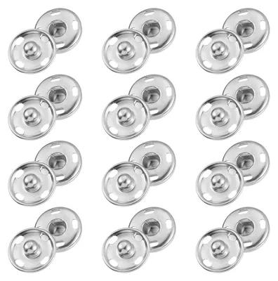 Produktbild von Näh-Druckknöpfe - 50 Sets - Zum Annähen - Metall Silber 15 mm