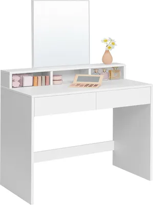 Produktbild von Songmics Schminktisch Modern Spiegel Schubladen Fächer Weiss