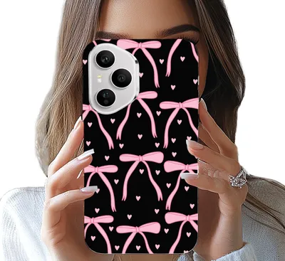 Image de Etui Do Honor 400 Pro - Czarno Różowe Wstążki Kokardki Wstążka