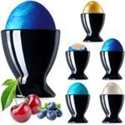 Produktbild von PLATINUX Schwarze Eierbecher aus Glas Set 6-Teilig Eierständer Eierhalter Frühstück Brunch Egg-Cup Likörgläser max. 35ml