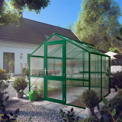 Produktbild von KGT Gewächshaus "Rose II" moosgrün 5,1 m² 10 mm HKP