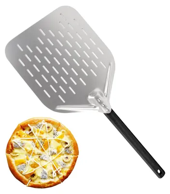 Pizzaschep 12 Zoll, Aluminium, 40x30 cm, perforiert, abnehmbarer Griff