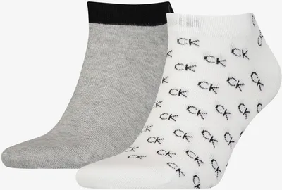 Zdjęcie produktu dla Zestaw dwóch par wzorzystych skarpet męskich w kolorze szarym i białym od Calvin Klein