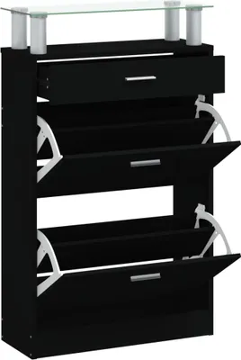 Immagine prodotto di vidaXL Scarpiera nera 63x24x104 cm Materiale a base di legno