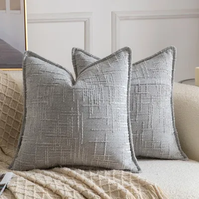 Immagine prodotto di Set di 2 federe per cuscini in velluto, colore grigio, 40x40 cm