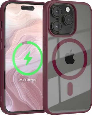 Produktbild von EAZY CASE Clear MagSafe Case für Apple iPhone 14 Pro, Qi-Charging, Silikon mit Kameraschutz, Bumper Case in Rot