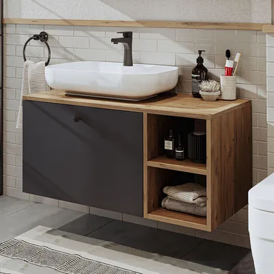Productafbeelding van Skye Decor, moderne badkameraccessoires met wastafel, 100% MDF, Atlantic Pinehout