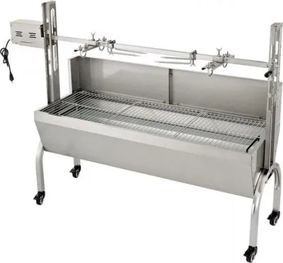 Obrázek produktu pro Zahradní grilovací rošt – automatický otočný systém – nerezová ocel – výškově nastavitelný – včetně příslušenství