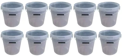 Produktbild von SILPLAST Eimer mit Deckel 20L x 10 Kunststoffeimer 20 Liter lebensmittelecht stapelbar Plastikeimer leer Transparent