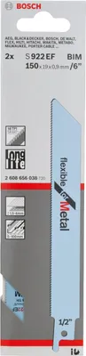 Zdjęcie produktu dla Bosch 2 608 656 038, Brzeszczot do piły, Metale nieżelazne, Stal, Bimetaliczny, Niebieski, 1,4 mm, 15 cm