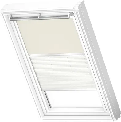 Produktbild von VELUX Original Dachfenster Duo Verdunkelungsrollo für M08, Hellbeige, mit weißer Führungsschiene