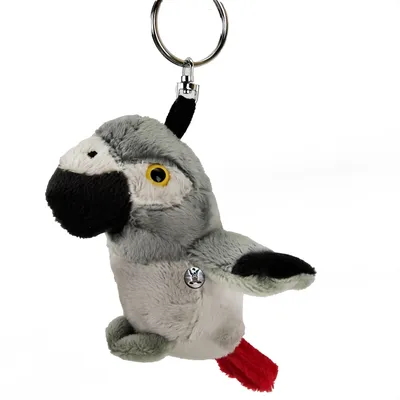 Produktbild von Graupapagei Schlüsselanhänger Ara Vogel Plüsch Kuscheltier Anhänger BEPPO