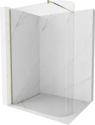 Produktbild von Mexen Kioto abgerundete Duschwand 120 x 200 cm, transparent 8 mm, gold - 800-120-101-50-06