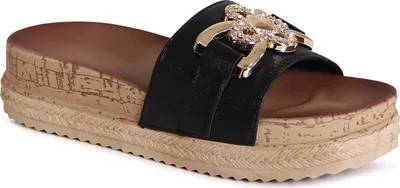 Produktbild von topschuhe24 3158 Damen XXL Plateau Pantoletten Sandalen Komfort, Farbe:Schwarz, Größe:41 EU