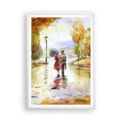 Produktbild von Gerahmtes Poster - Weißer Rahmen - Wetter regen herbst park - 70x100 cm - Wand Bild - Wanddeko - Wandbilder - Wandposter - Bilderrahmen - Bilder - Kunstdruck - Wandbild - P2WPA70x100-2914