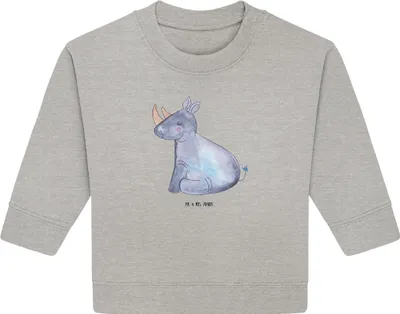 Produktbild von Mr. & Mrs. Panda Organic Baby Pullover Einhorn Nashorn 12. - 18. Monat - Heather Grey - Geschenk, Unicorn, Glitzer, Regenbogen, Lustig, Zoo, Bullover