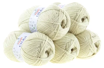 500g Strickgarn CILKA by VLNIKA Klassikgarn Strickwolle mit Schimmereffekt, beige