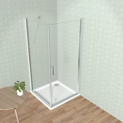 Produktbild von LEMMO Eckeinstieg Duschwand(90 cm)+Pendeltür (70 cm) ESG Glas mit NANO Beschichtung Höhe 185cm