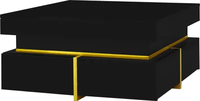 Produktbild von LVHOM Couchtisch hochglanz mit Schubladen, Beistelltisch Scandi, Wohnzimmertisch Holz, 70x70x35,5cm, Schwarz