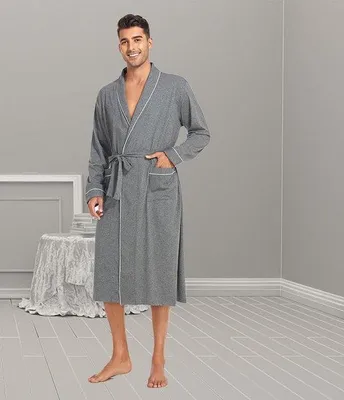 Produktbild von Famanu Bademantel für Herren, 100% Baumwolle, leicht, dünn (M-XXL) - L