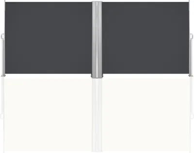 Obrázok produktu pre Jayseuw dvojitá bočná markíza 180x600cm ochrana súkromia rozťahovacia nepriehľadná ochrana pred slnkom markíza balkón terasa záhrada bočná roleta vetrolam šedá