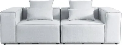 Produktbild von HOME DELUXE - Sofa VERONA - Hellgrau, Größe: S - ca. 240 x 70 x 120 cm, Sitzhöhe: 46 cm, Sitztiefe: 80 cm, inkl. Kissen I Modulares Sofa Modulsofa Ecksofa Wohnlandschaft