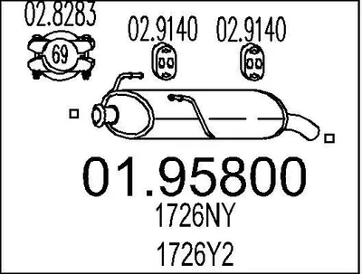 Produktbild von MTS 01.95800 Endschalldämpfer passend für PEUGEOT 206 Schrägheck (2A/C) Auspuff
