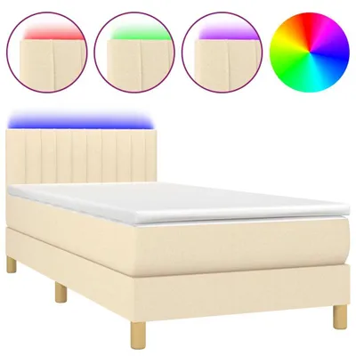 Produktbild von Boxspringbett mit Matratze & LED Creme 100x200 cm Stoff