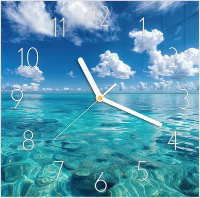 Produktbild von Wanduhr aus Glas mit Motiv Meereshorizont- 30 x 30 cm - inkl. Aufhängesystem