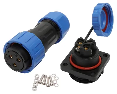 Produktbild von 3-poliger Panel-Steckverbinder, wasserdicht, 25A, Schraubanschluss, für Kabel 6-12mm