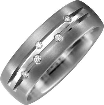 Produktbild von Gr. 56 Partner Ring Titan teil matt 5 Diamanten Brillanten 0,05ct. Partnerring