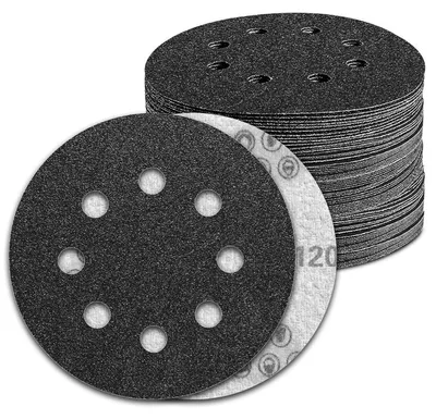 Produktbild von Nassschleifpapier 100 Stück 125mm Klett 8 Loch Körnung 120 Siliziumkarbid für Exzenterschleifer