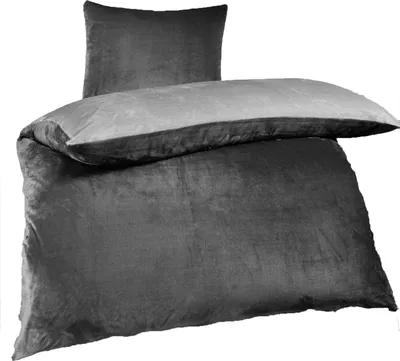 Produktbild von aboutyourhome bettwäsche Wendebettwäsche Winter Cashmere Touch Fleece Uni 155x220 80x80, 2tlg. / Grau