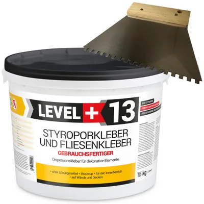 Produktbild von Styroporkleber 15kg Dispersionkleber Polymerbasis +Zahnahnspachtel 4mm SET L+13