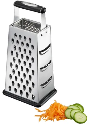 Produktbild von Gefu Vierkantreibe Quarta, Kartoffelreibe, Gurkenhobel, Reibe, Gemüsereibe, Edelstahl / Kunststoff, Schwarz / Silber, 89301