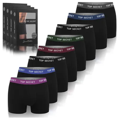 Immagine prodotto di TOP SECRET boxer da uomo, confezione da 8, in cotone, vestibilità aderente, intimo da uomo traspirante, taglia M