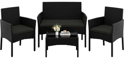 Produktbild von Yaheetech 4-er Gartenmöbel Set Balkonmöbel Set aus Polyrattan Terassenmöbel