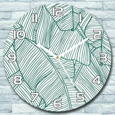 Produktbild von Wanduhr aus Glas Rund fi 30 Blattkonturen Quarz Deko Wohnzimmer Büro