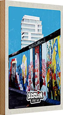 Produktbild von Holzschild Reise 20x30cm Berlin Hochhaus Graffiti Kunst Straße