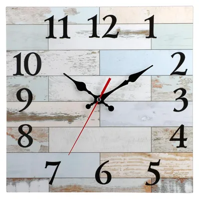 Wandklok, 30x30 cm, imitatie hout, blauw-wit, Retro-Stil, leise