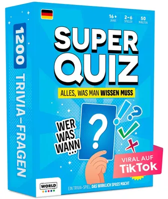 Produktbild von Super Quiz: Ein Gesellschaftsspiel mit 1200 Fragen für Erwachsene
