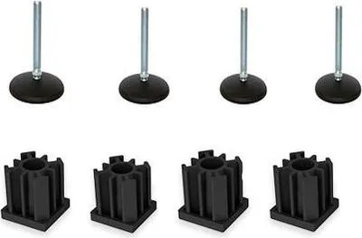 Produktbild von M10x50-Zinkfuß mit 50 mm, Sockel + Einsätze 30x30x1,5 mm – 4er-Set