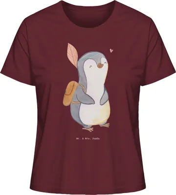 Produktbild von Mr. & Mrs. Panda Damen T-Shirt Pinguin Ausflug Größe M - Burgundy - Geschenk, Baumwoll, Ausflüge machen, Shirt, Reisen, Kurzarm, Oberteil, Ausflugsziele