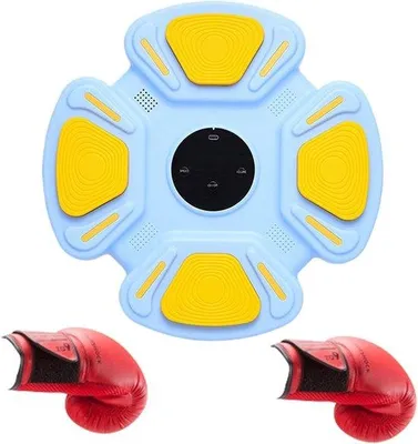 Productafbeelding van Muziek Boksmachine - Punching Trainer - Thuis Fitness - Muziek Responsief - 32x32x4.5 cm - Blauw